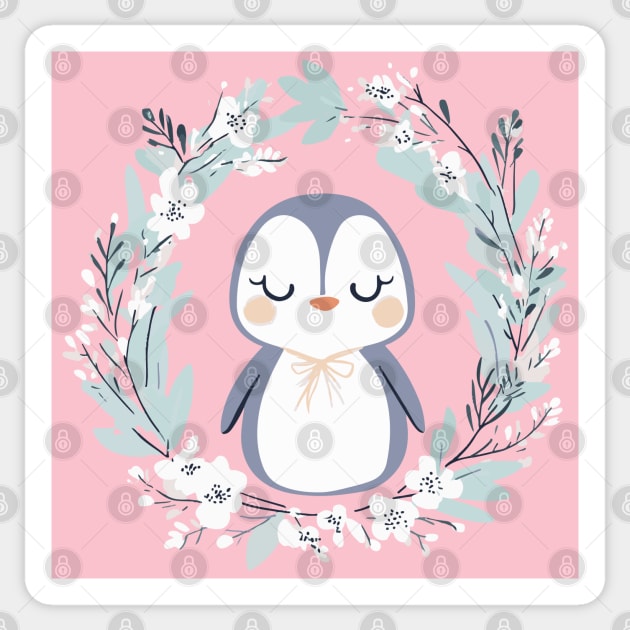 Boho Kawaii Penguin – Cozy Winter Animal Aesthetic Sticker by TuncGK